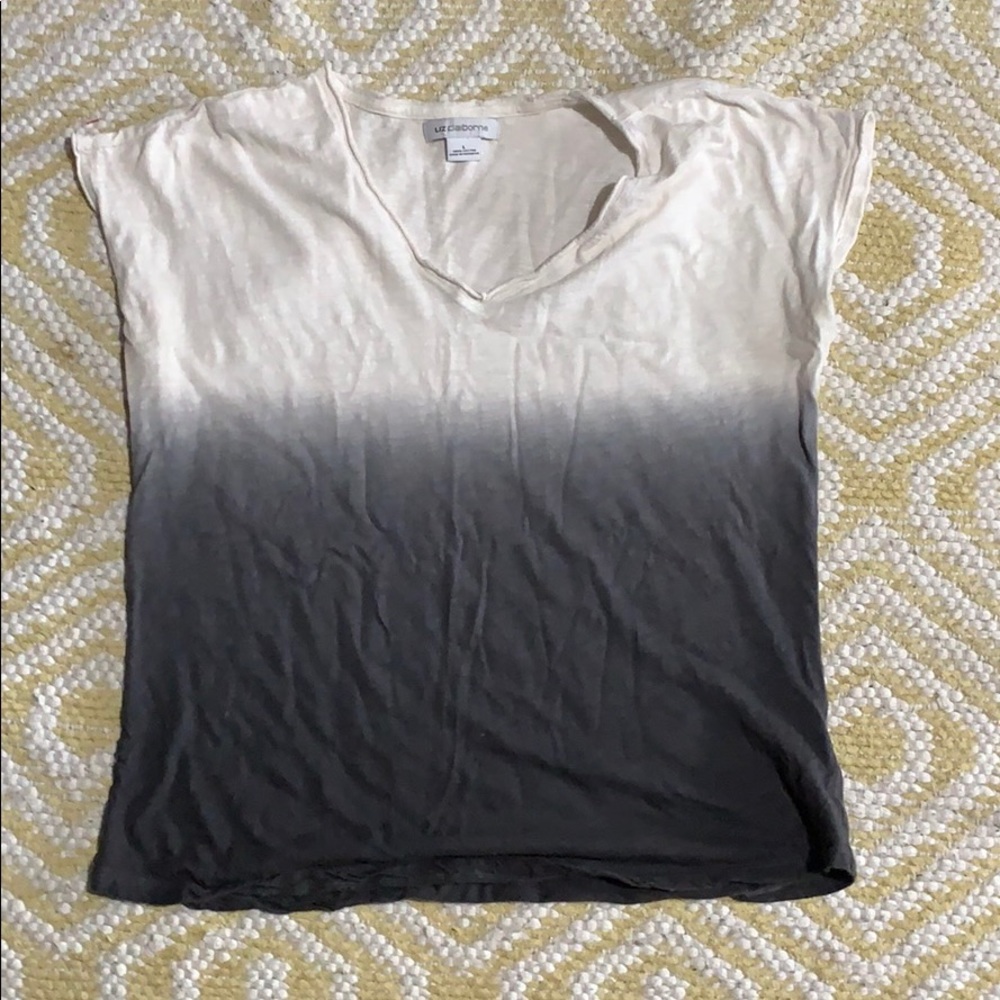 V neck Liz Claiborne ombré gray and white
